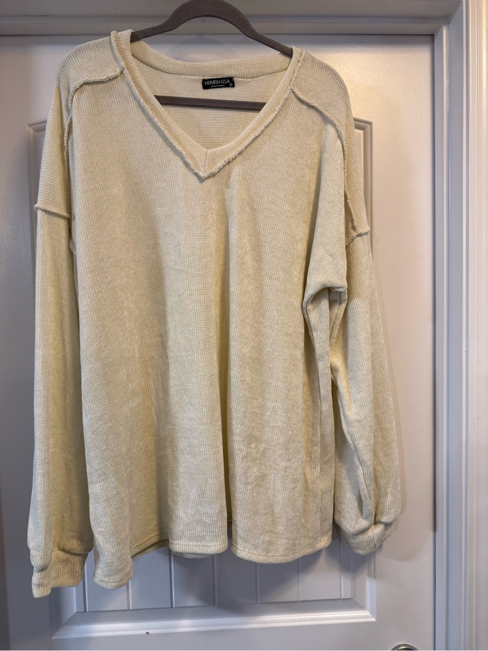 HEIMISH USA Cream V-Neck Women’s Top